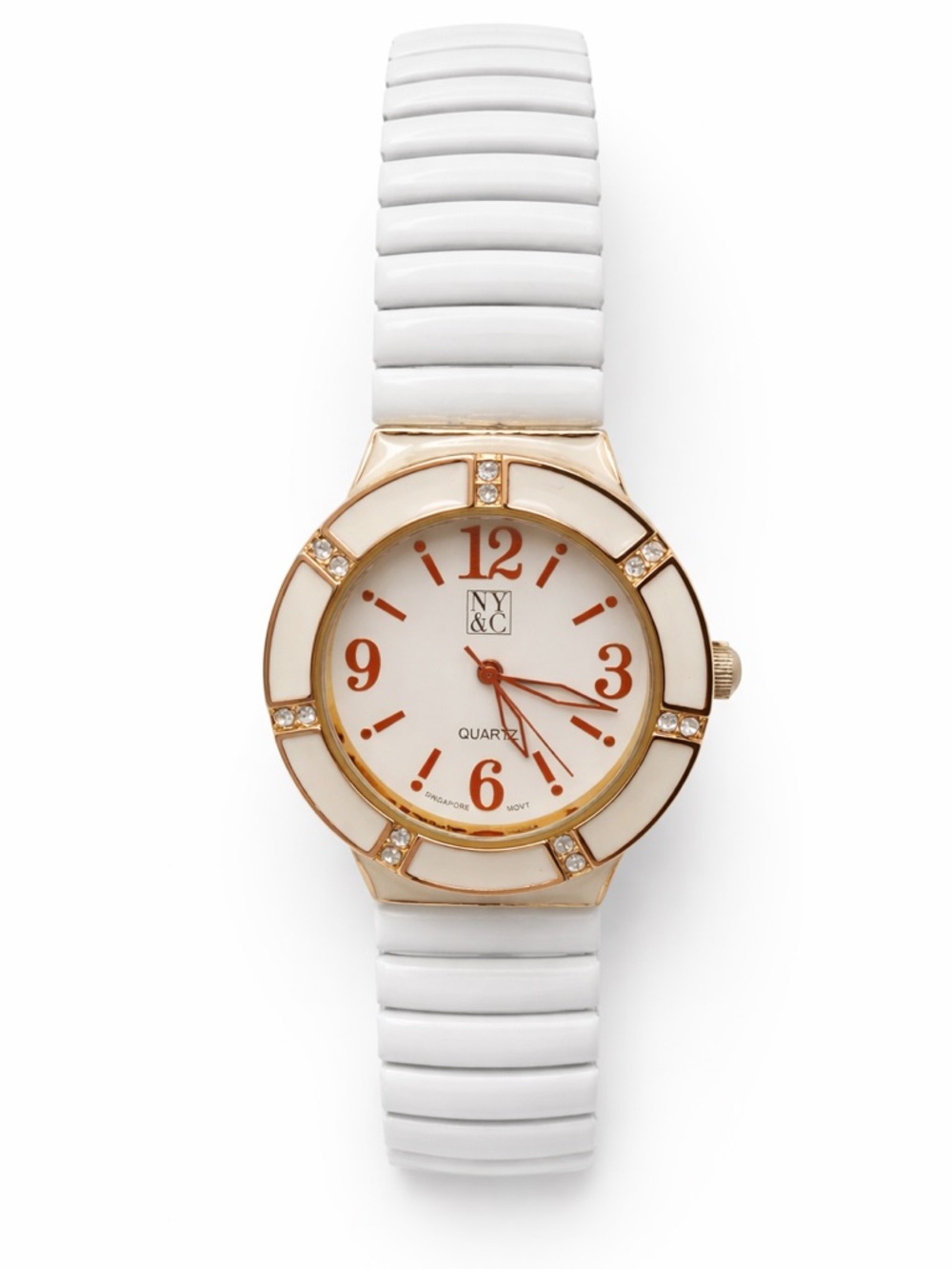 New York & Company White Watch with Rose Gold Accents